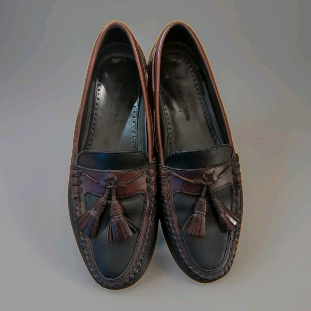 Johnston Murphy Passport Loafers Sz 11.5 Brown Black Tassel Kiltie Moc Mens Shoe